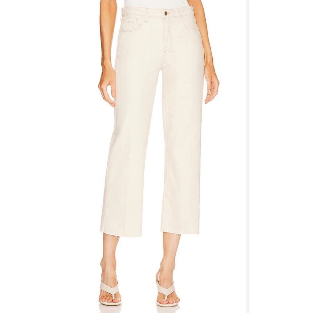 L'AGENCE Women's Jeans Sz 30 Wanda Cropped High Rise Wide Leg Jeans In Oat NEW